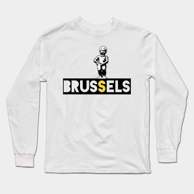 Brussels Belgium Manneken Pis Long Sleeve T-Shirt by bobdijkers